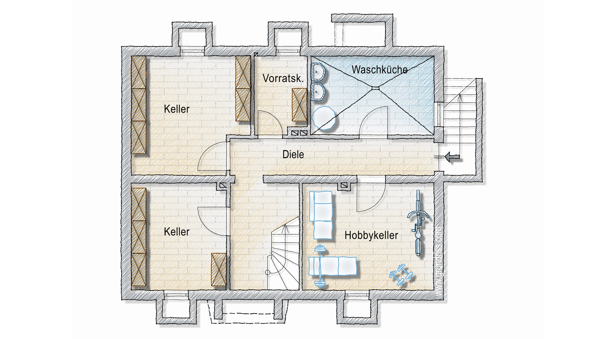 Birken-Honigsessen: Preiswertes Einfamilienhaus, Kellergeschoss: 55 m² Nutzfläche